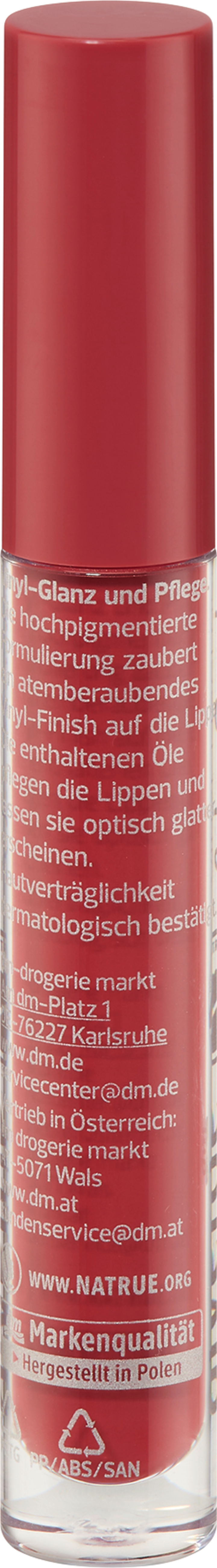 Блеск для губ alverde NATURKOSMETIK Lipgloss Vinyl Color Passion 40, 4 ml — фото 3