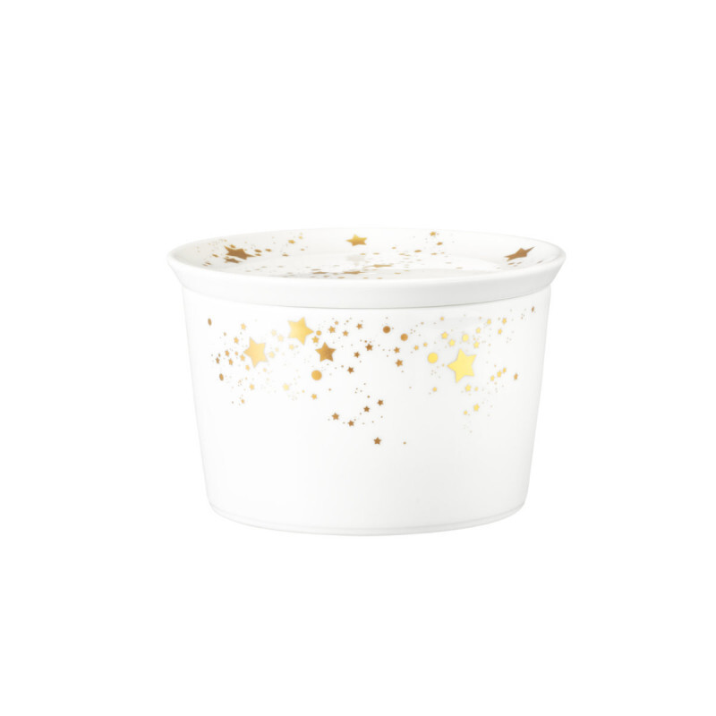 

Liberty Golden Stars Миска круглая с крышкой 14 см Seltmann Weiden, белое золото