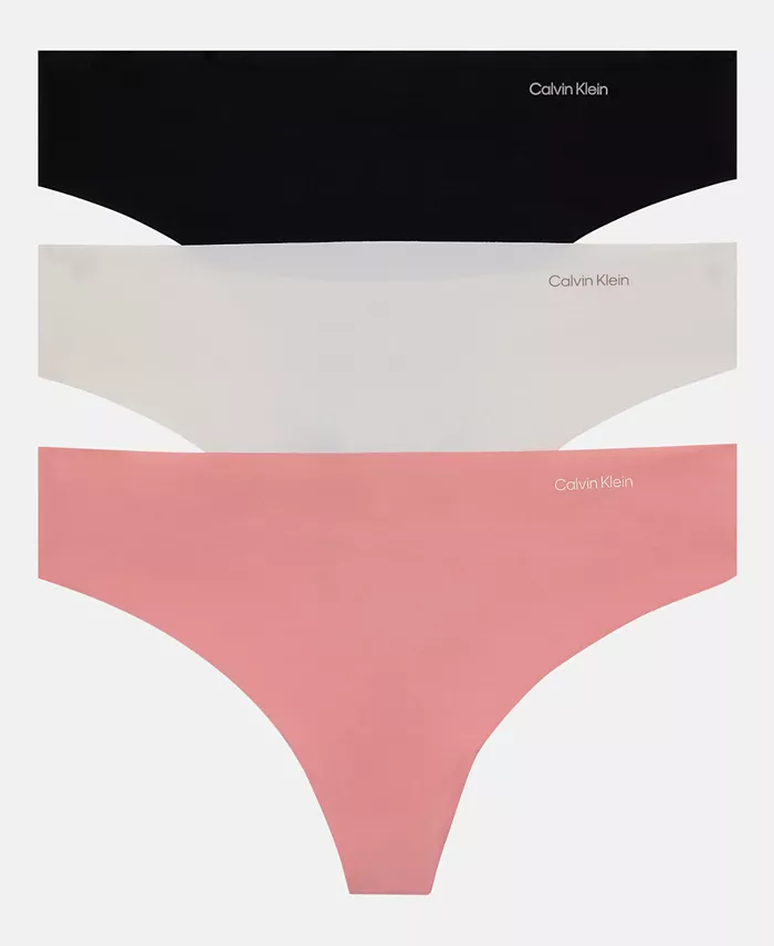 

Женские трусы-стринги Invisibles 3 шт. QD3558 Calvin Klein, коричневый/бежевый