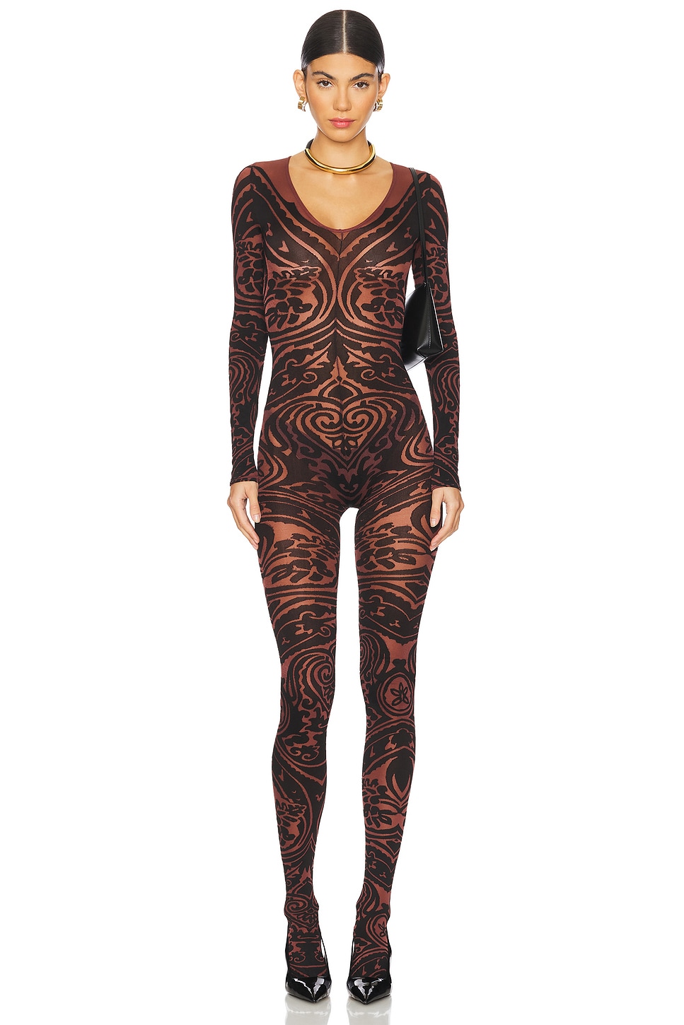 

X etro костюм-тату для тела Wolford, chocolate & black