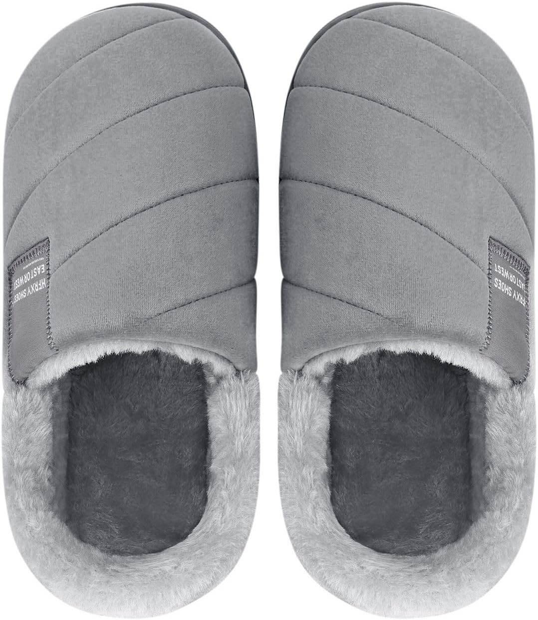 

IBLUELOVER мужские зимние тапочки 8-12US с теплой стелькой из пены с эффектом памяти, нескользящие домашние тапочки, темно-серый