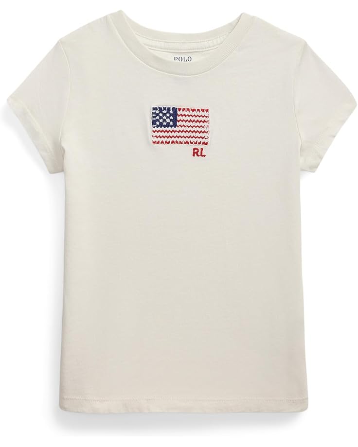 

Футболка Polo Ralph Lauren Kids Flag-Appliqué Cotton Jersey Tee, цвет Nevis