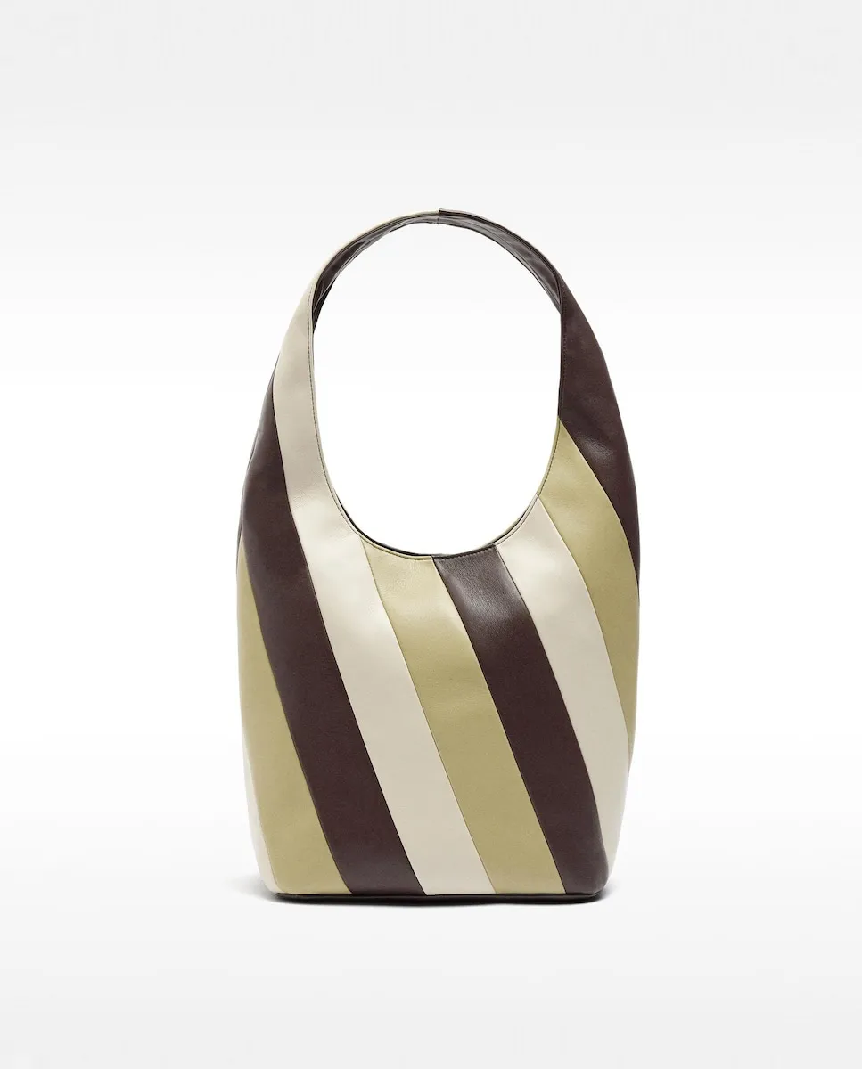 

Сумка через плечо с магнитной застежкой Застежка и полосатый принт Parfois, коричневый