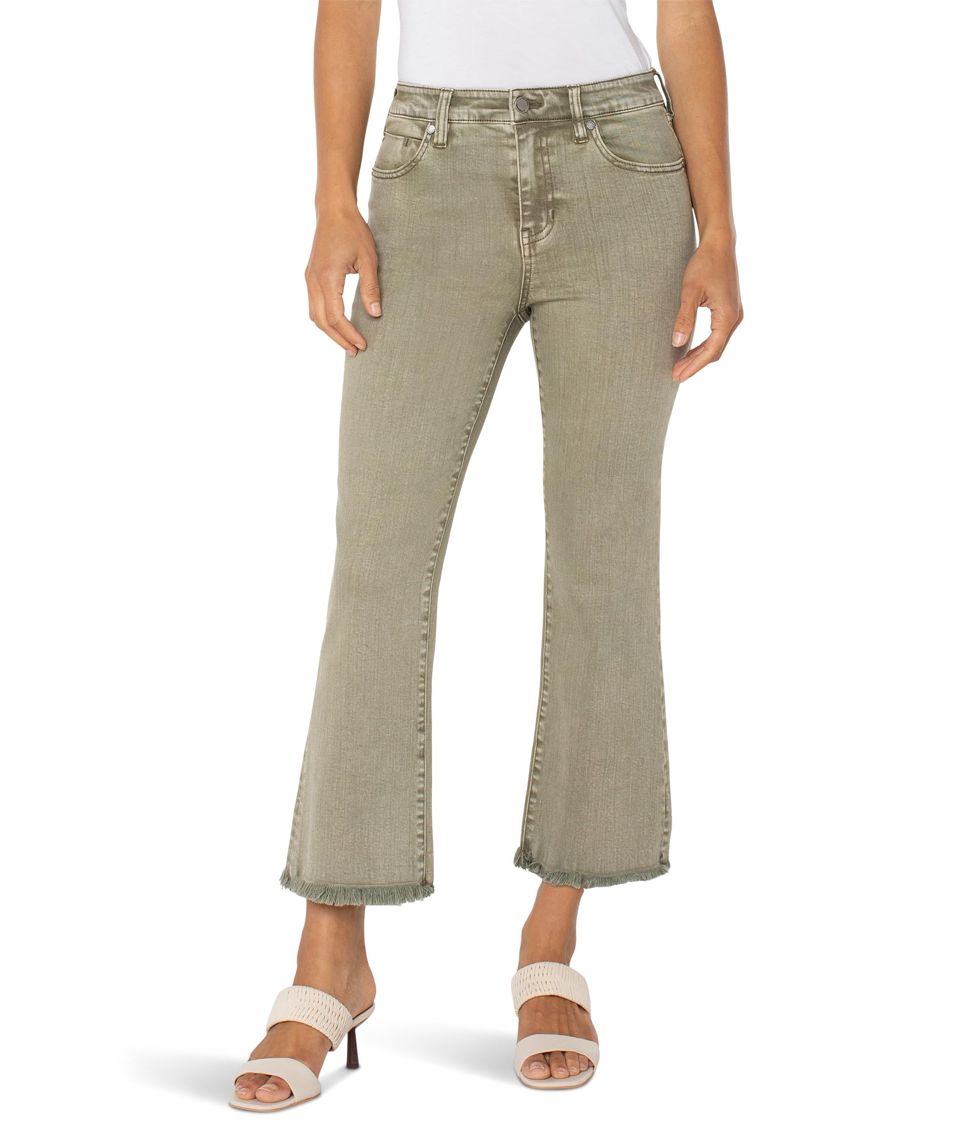 

Брюки Liverpool Los Angeles Hannah Crop Flare With Fray Hem, Mineral Laurel Olive