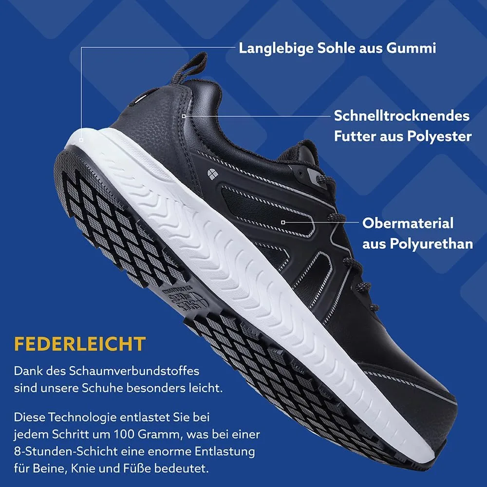 Черные ботинки Colly Unisex имеют композитный носок, низкий профиль и защитную подошву, а также защитный носок, водонепроницаемость Shoes For Crews — фото 4