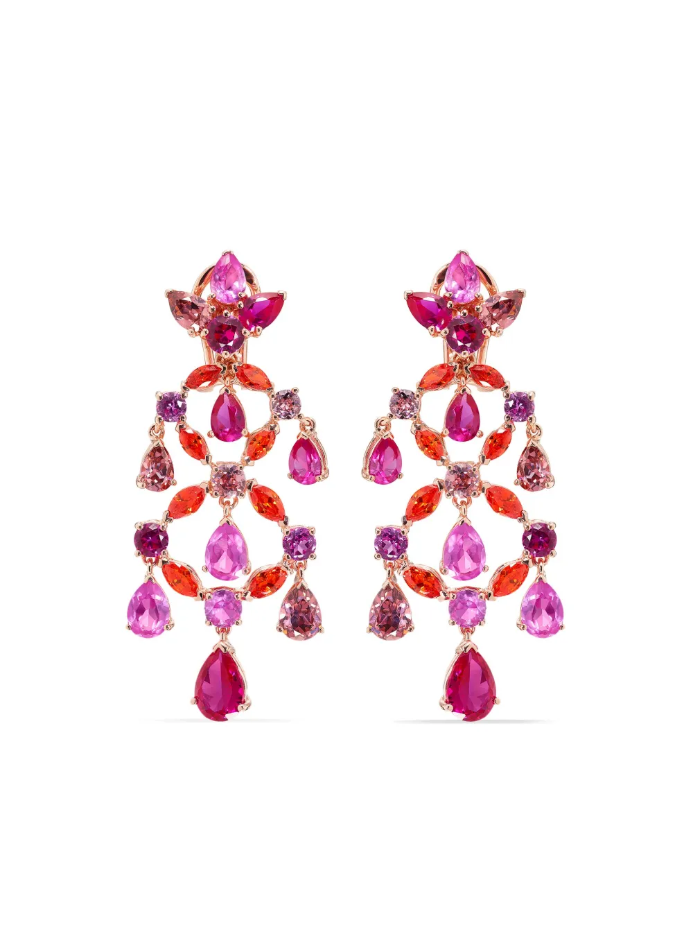 

Золотые серьги Chandelier с камнями Anabela Chan, красный