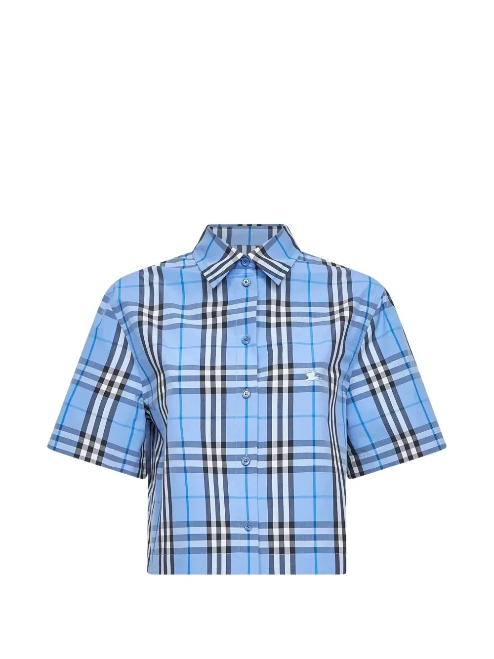 Рубашка Burberry, мужская, клетчатая с эмблемой всадника, синий
