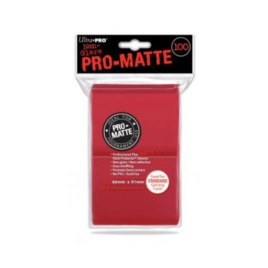 

Матовые небликующие обложки для карточек Pro-Matte — красные (100), Card Sleeves - Standard - Pro-Matte (Ultra-Pro)