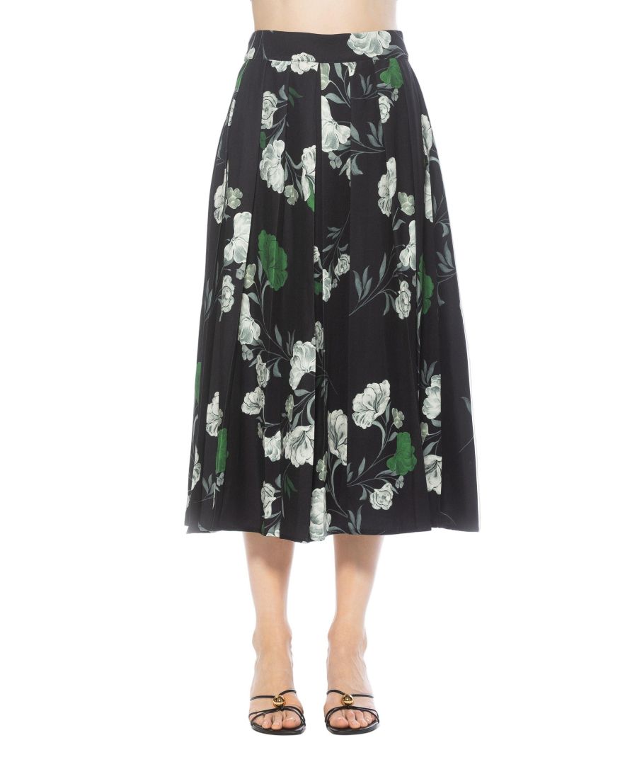 

Женская длинная плиссированная юбка миди Oren Alexia Admor, Black floral