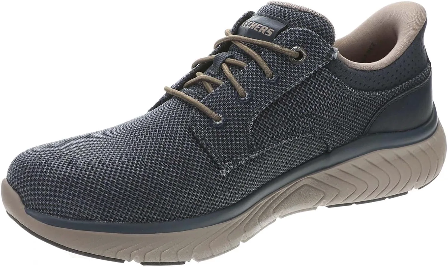 Мужские кроссовки Skechers USA Arch Fit Crosser - Ruger с гладким носком и шнуровкой-банджи, темно-синий — фото 4