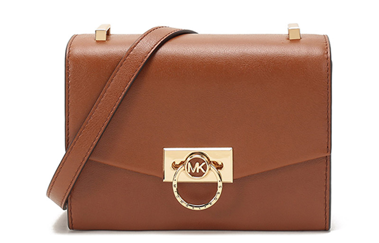 

MICHAEL KORS Однотонный кожаный коричневый мини-клатч