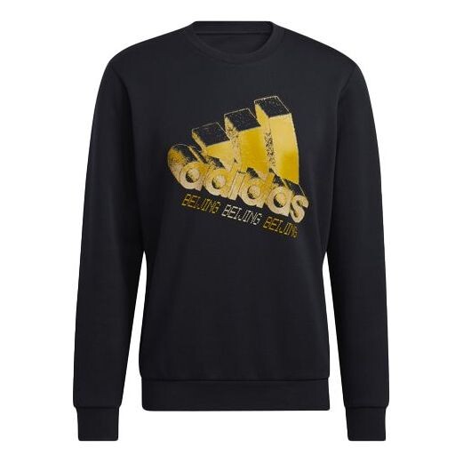 

Толстовка Men's adidas Kc Sweat Bj Beijing Subject Printing Round Neck Pullover Long Sleeves Sports Black, мультиколор