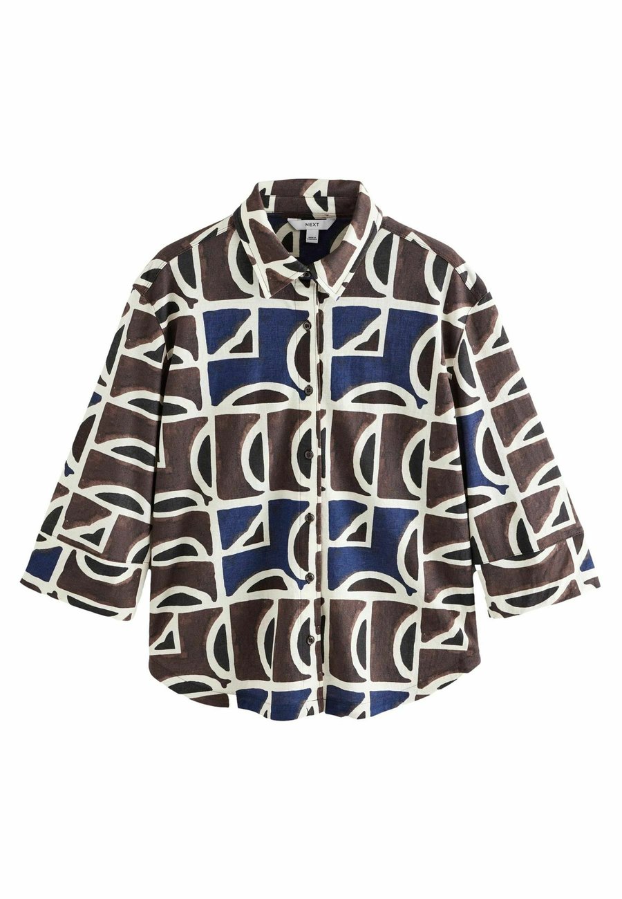 

Блуза Next REGULAR FIT THREE QUARTER SLEEVE , Blue Brown Geo Print/Brown