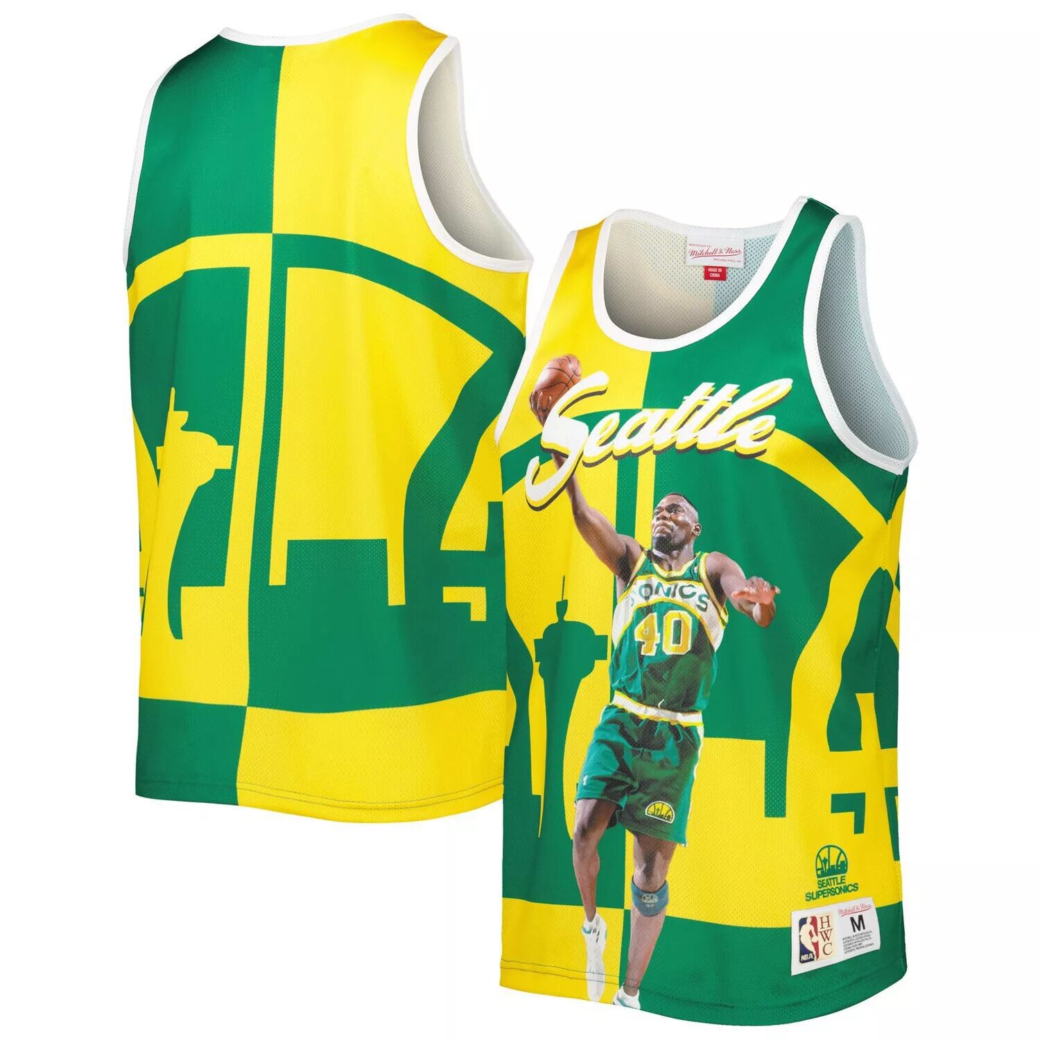 

Мужская майка Mitchell & Ness Shawn Kemp, зеленая/золотая Seattle SuperSonics, сублимированная майка Player, Зеленый, Мужская майка Mitchell & Ness Shawn Kemp, зеленая/золотая Seattle SuperSonics, сублимированная майка Player