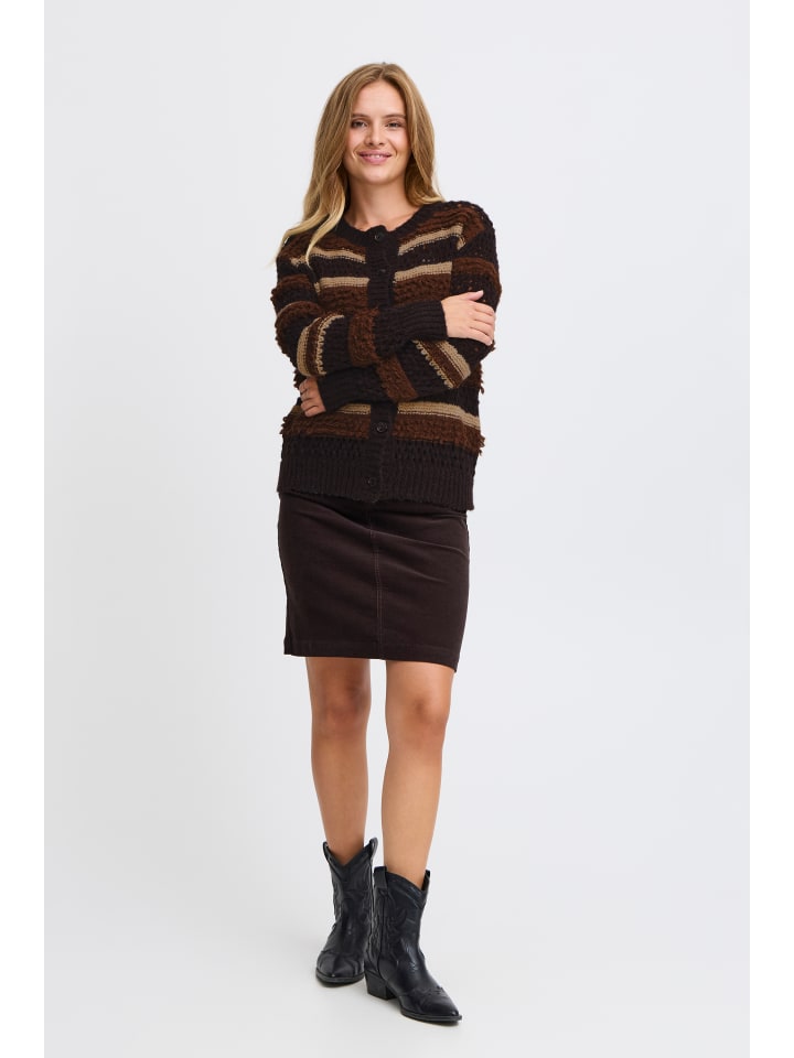 

Pulz Кардиган PZJACKIE прямого кроя, цвет «Эспрессо» в полоску