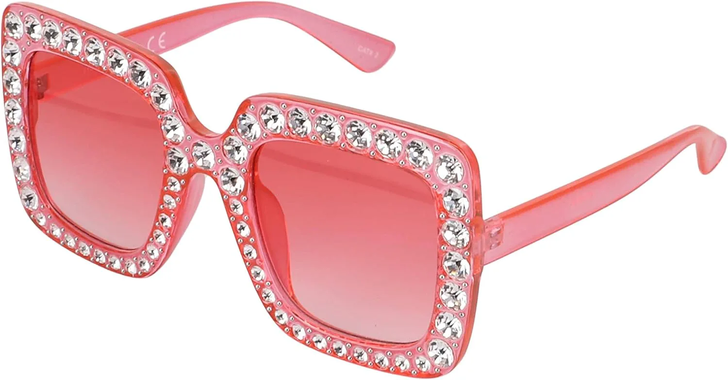 

Безупречные солнцезащитные очки большого размера в квадратной оправе, украшенные стразами и кристаллами, для женщин FLAWLESS EYEWEAR, 2 Pack: Purple and Pink