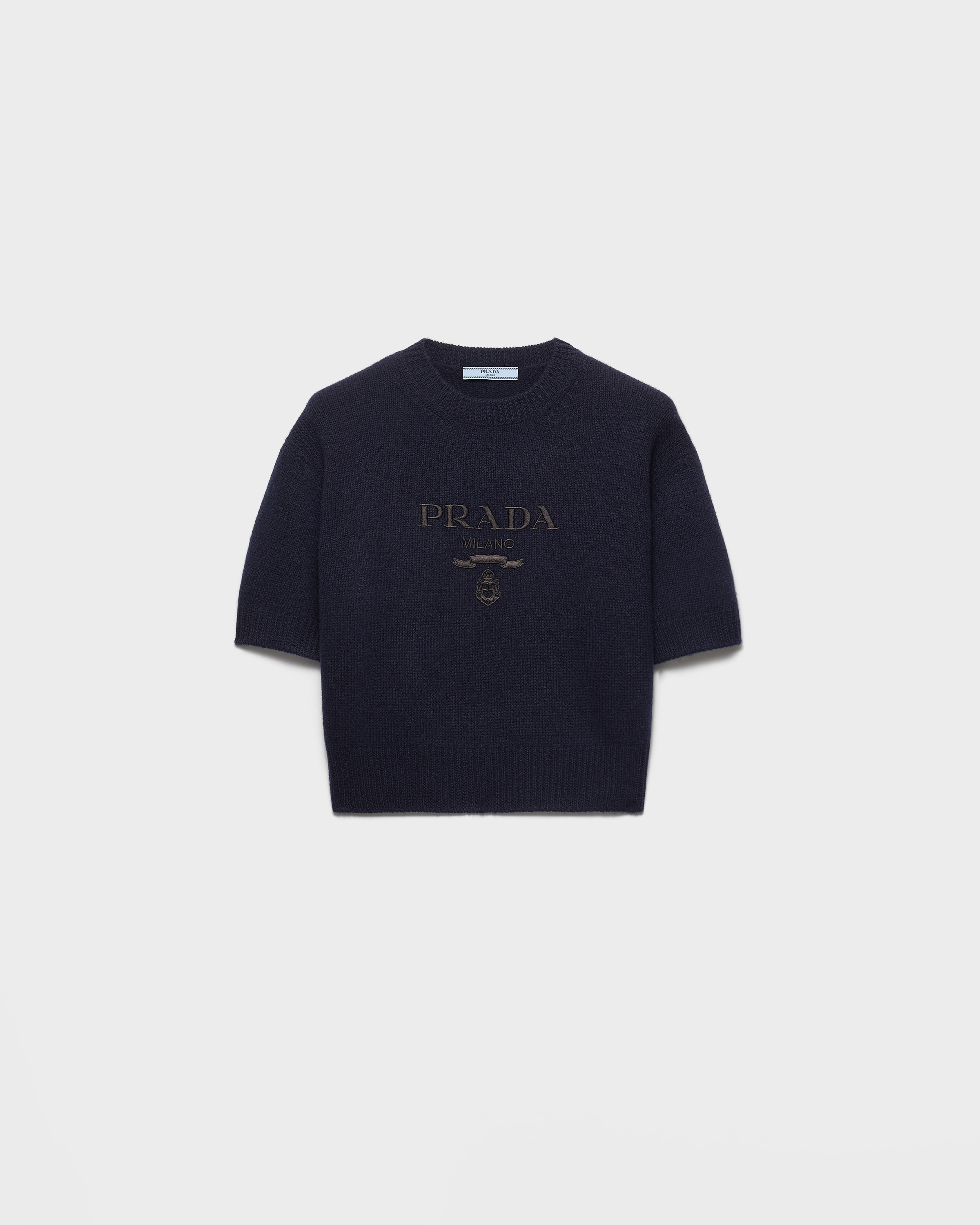 

Шерстяной свитер с кашемиром и круглым вырезом Prada, синий