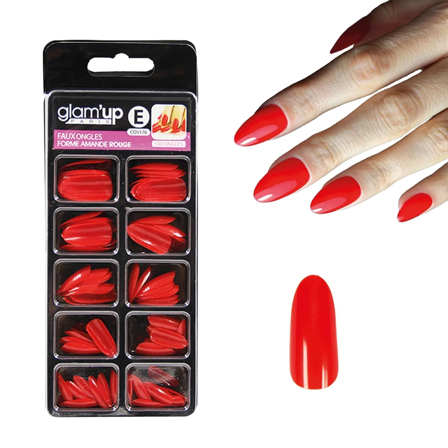 Накладные ногти «Full Cover» №176 от Glam'Up Paris Glam Up, Red Almond