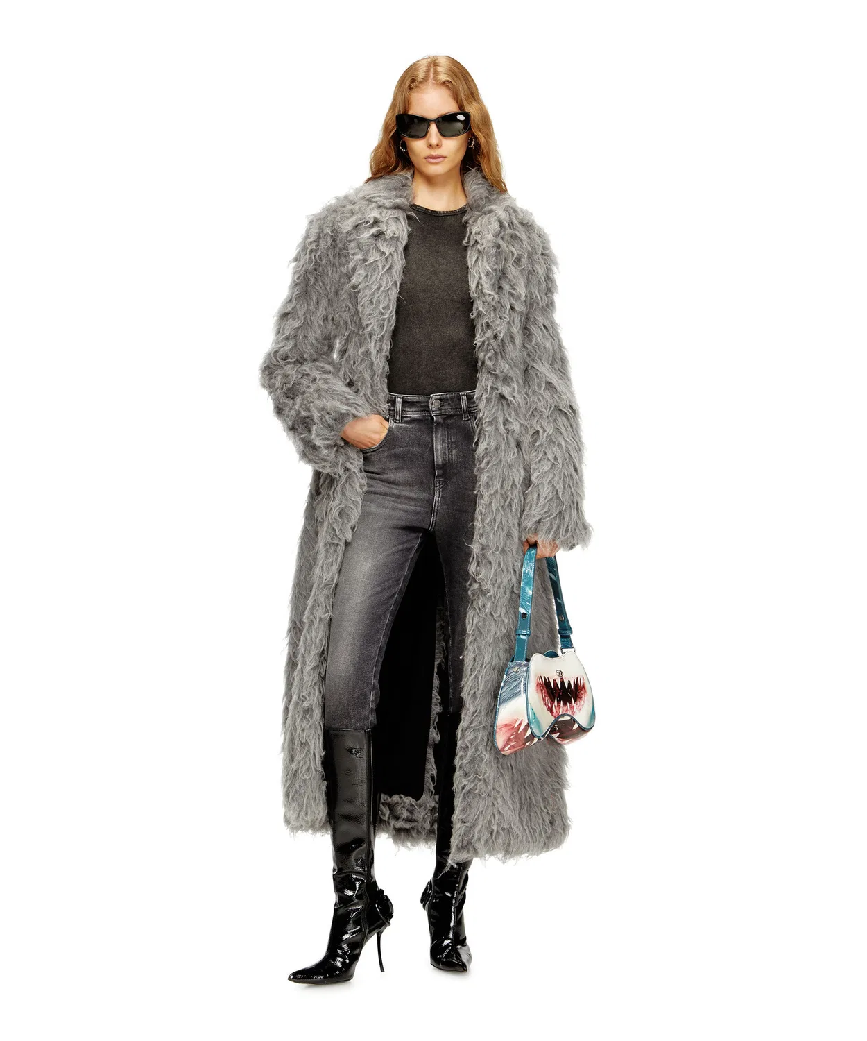 Пальто длинное W-GLAMO шерстяное серое