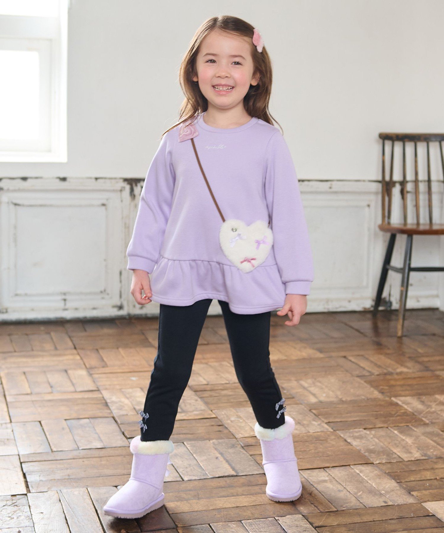 Толстовка-клатч на флисовой подкладке ANY KIDS, Lavender x Heart [082] — фото 3