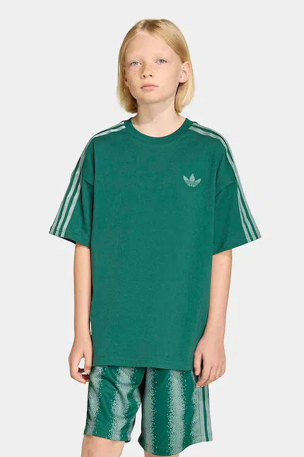 Футболка хлопковая детская Adidas Originals, зеленый — фото 3