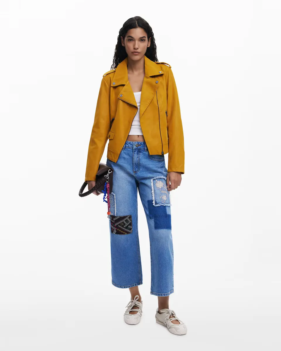 

Женская косуха байкерская с эффектом кожи Desigual, желтый