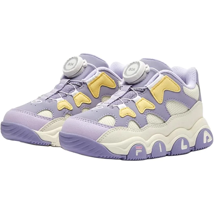 FILA KIDS Детские баскетбольные кроссовки BOA Abrasion Resistant Low top, фиолетово-белые, для детей 3-7 лет — фото 4