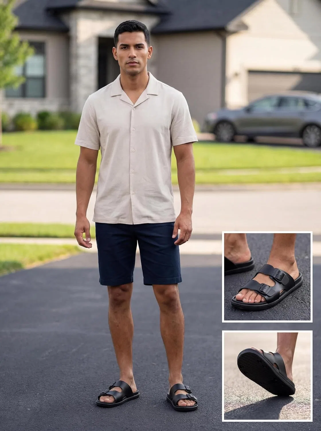 Сандалии с двойной пряжкой, водонепроницаемые, Men's Comfort, Black Kiemorgy — фото 3