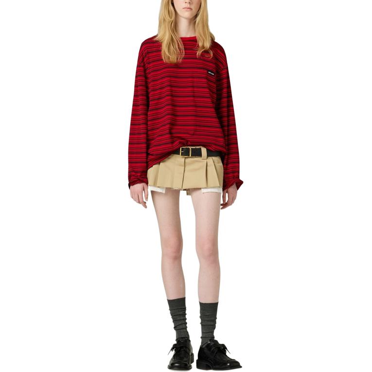 Футболка с рукавом дроп-шолдер для женщин SS26 MIU MIU, scarlet — фото 3