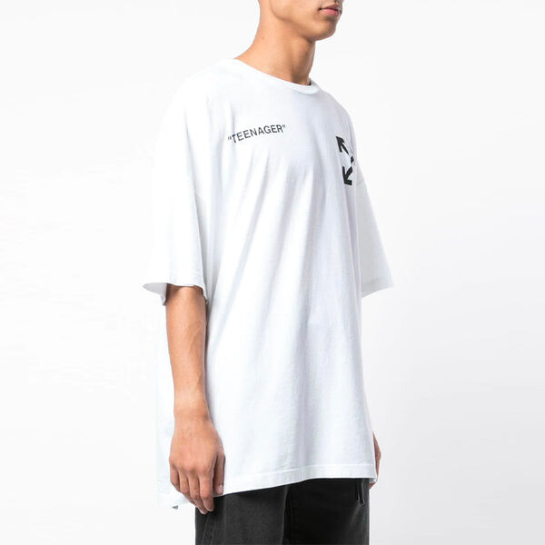 Футболка ss19 teenager back oversize mens logo Off-White, белый — фото 4
