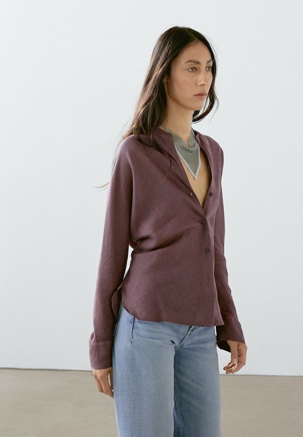 

Блузка с воротником-стойкой и пуговицами Massimo Dutti, сиреневый