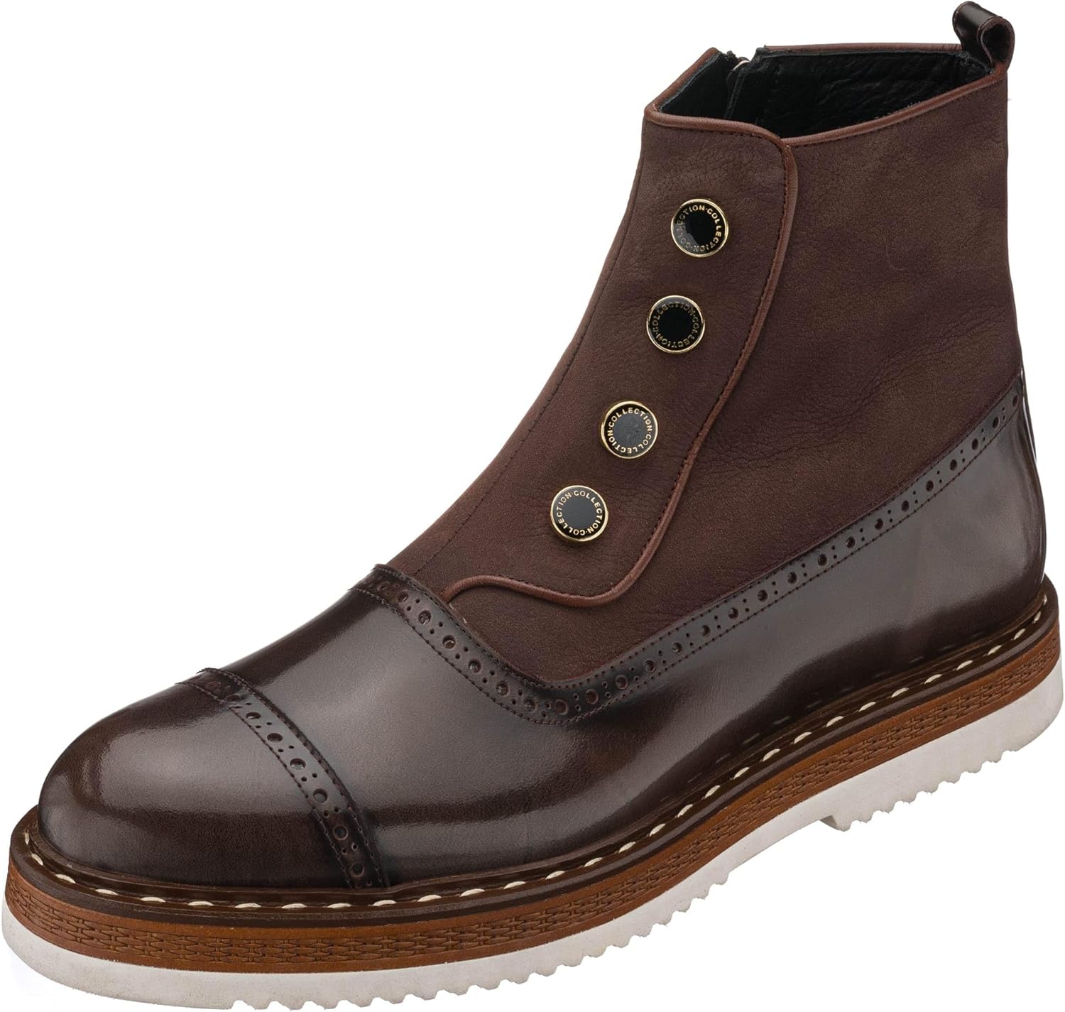 

Мужские коричневые кожаные ботинки DALGLA с носком и застежкой на пуговицы, оксфордские деловые ботинки, крыловидные ботинки, ботинки на щиколотку для мужчин, модные ботинки Balmoral Dalgala