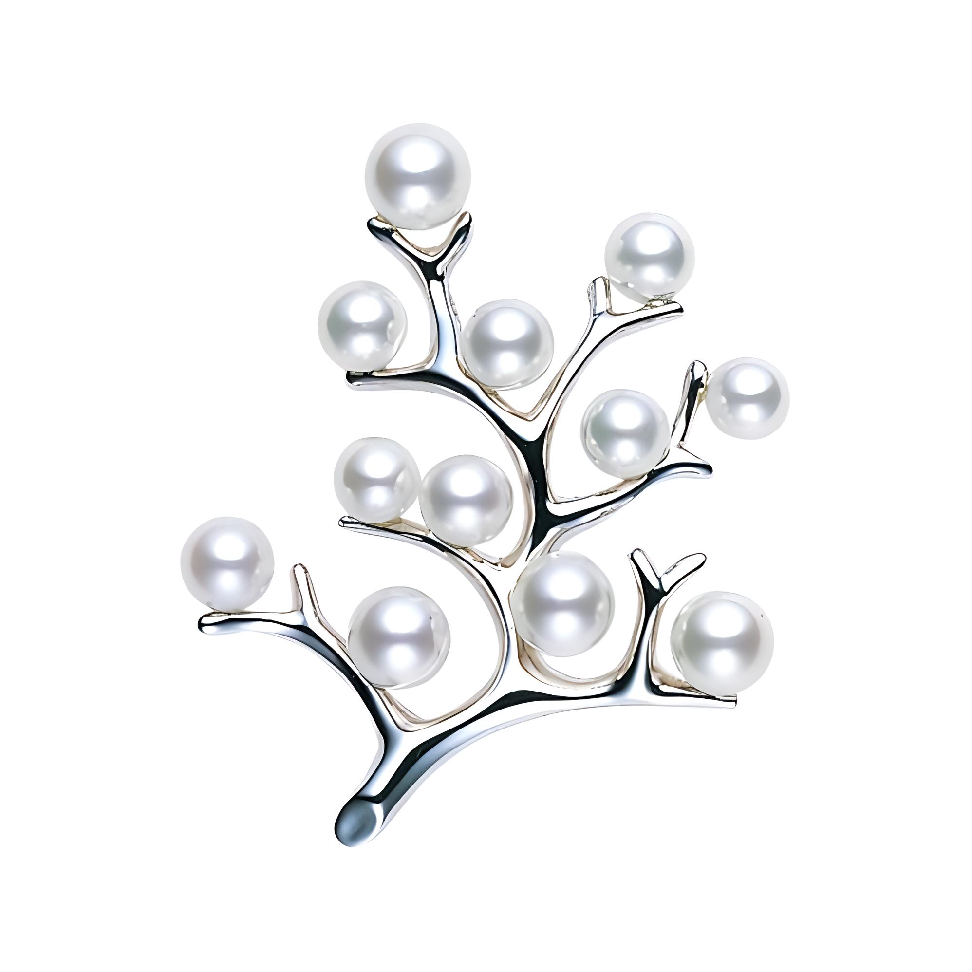 

MIKIMOTO Броши Pearl, Rhodium Plated, Unisex, серебристые