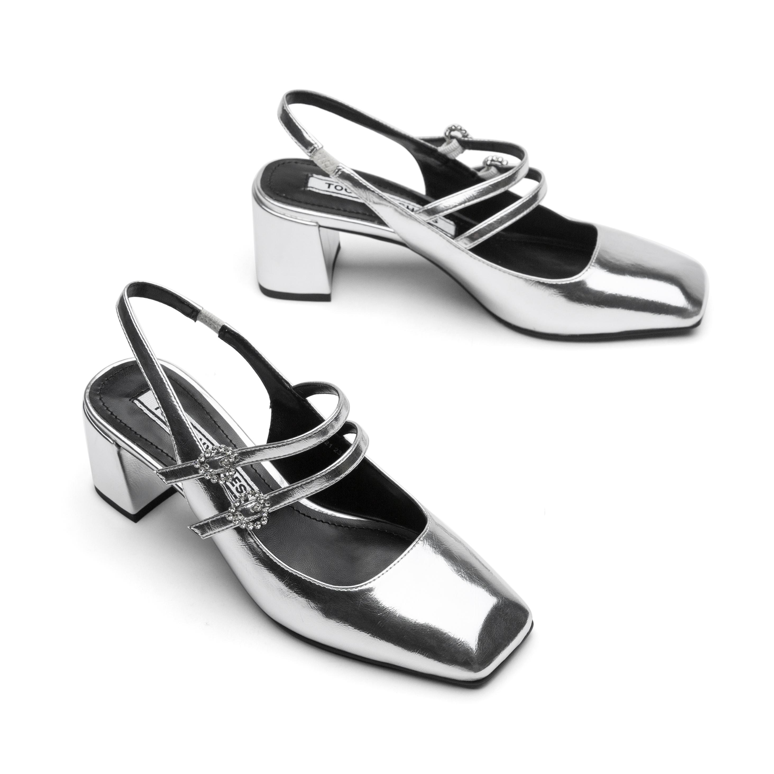 Galaxy Sweetheart Chunky Heel Mary Jane Shoes Women's TOOMANYSHOES, Silver — фото 2