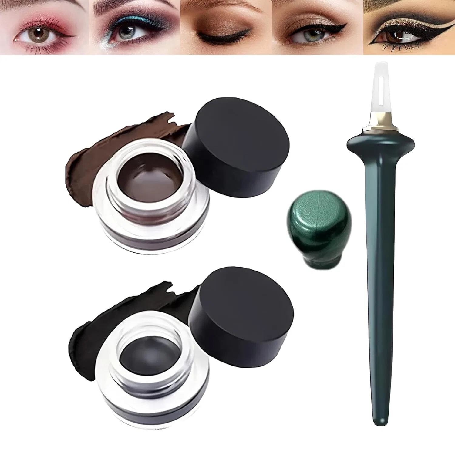 Набор водостойких подводок для глаз с 2 гелевыми подводками и трафаретом Mikloven, Eyeliner Set