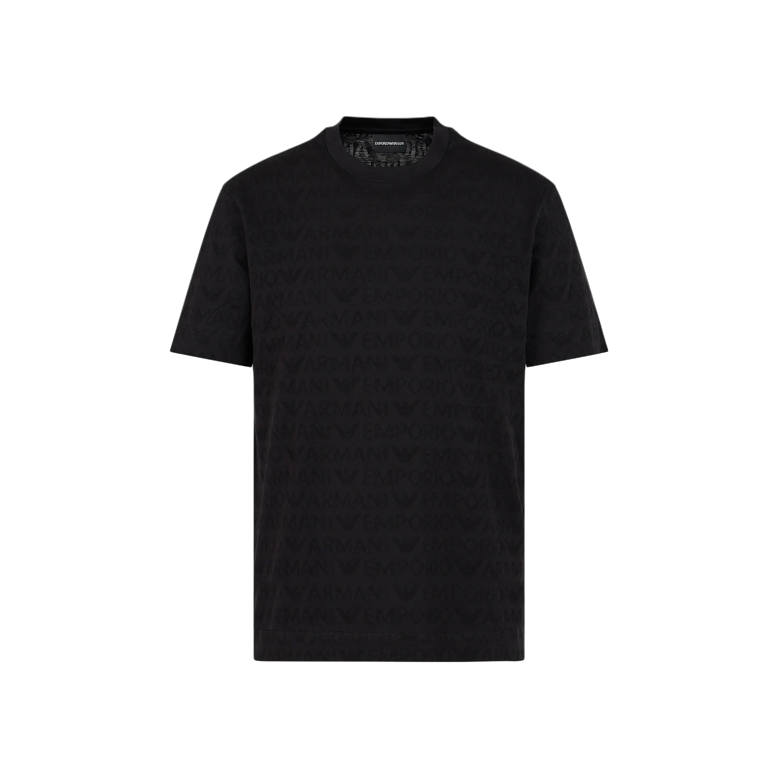 Футболка Logo-Jacquard с круглым вырезом EMPORIO ARMANI, черный — фото 3