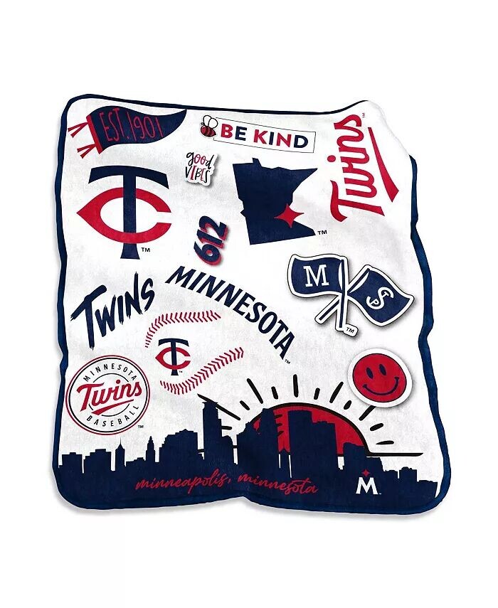 

Плюшевое покрывало Native Raschel Minnesota Twins размером 50 x 60 дюймов Logo Brands, мультиколор