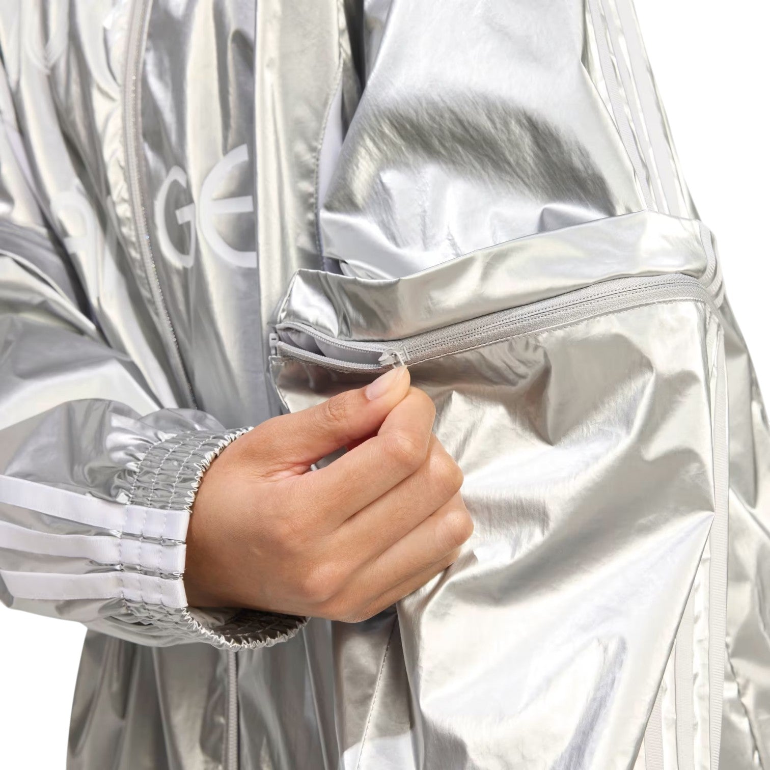 (WMNS) Adidas Adilenium Season 4 Team Geist Oversized Silver Track Top 'Silver Metallic' — фото 4