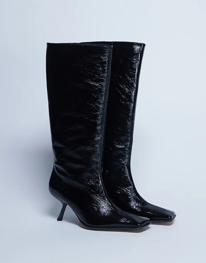 Сапоги Topshop Scarlett Premium из натуральной кожи с квадратным носком, черные