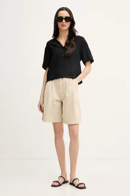 Рубашка из льна модель Koszula женская Tommy Hilfiger, черный — фото 2