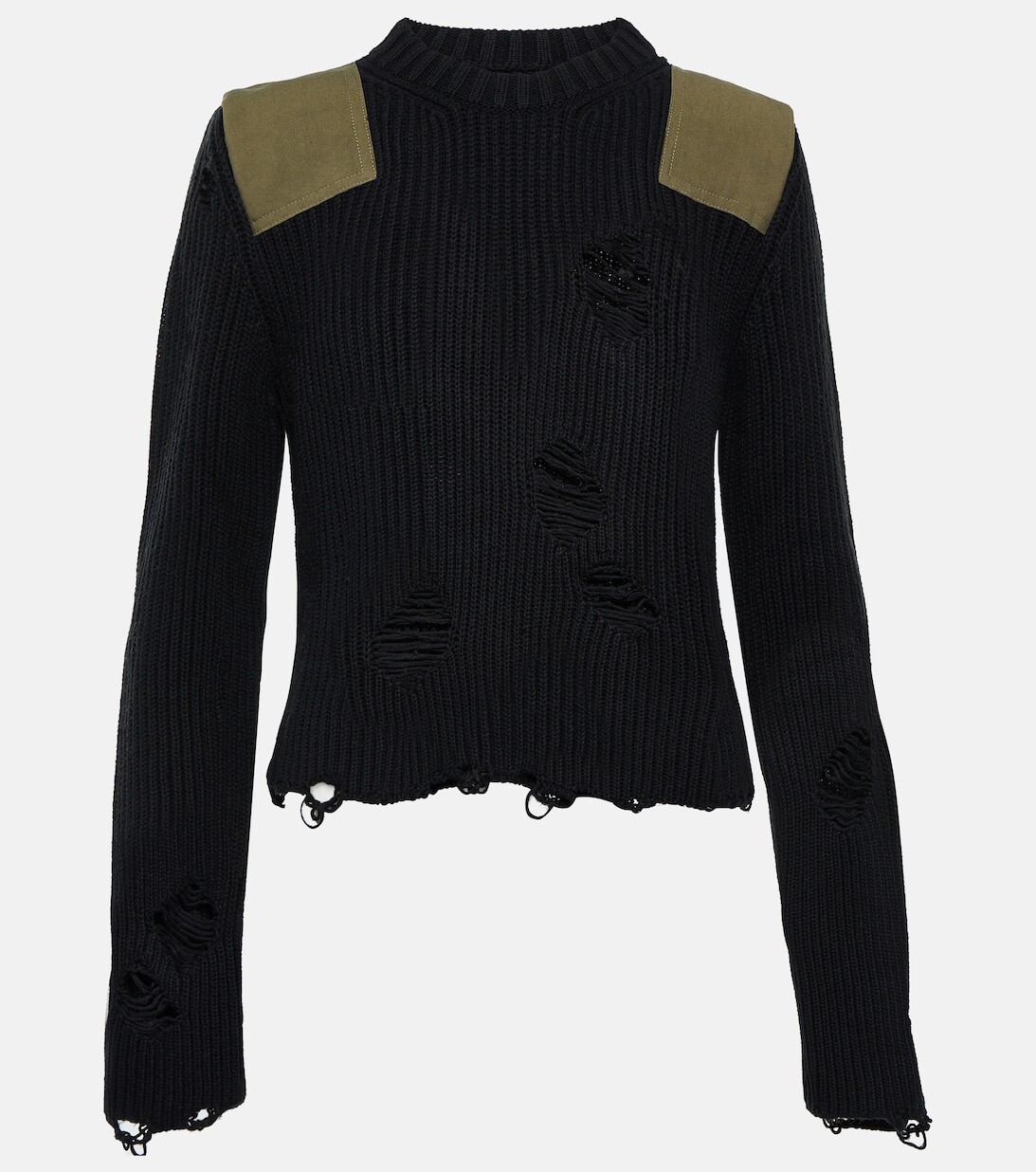 

Свитер из хлопка и шерсти с эффектом потертости MM6 MAISON MARGIELA, черный