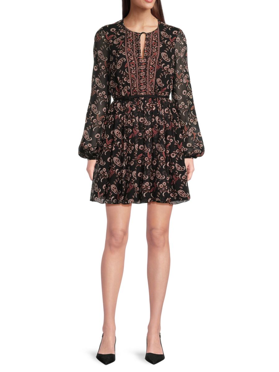 

Мини-платье из шёлка с принтом Giambattista Valli, цвет Black Multicolor