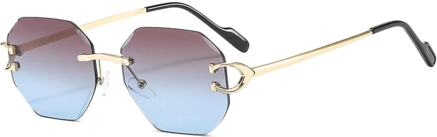 

Модные винтажные солнцезащитные очки в металлической оправе, многоугольные, для мужчин, женщин и унисекс, трендовые, для активного отдыха, вождения, с защитой от УФ-излучения UV400 TKKTLLT, Gold Gray Blue