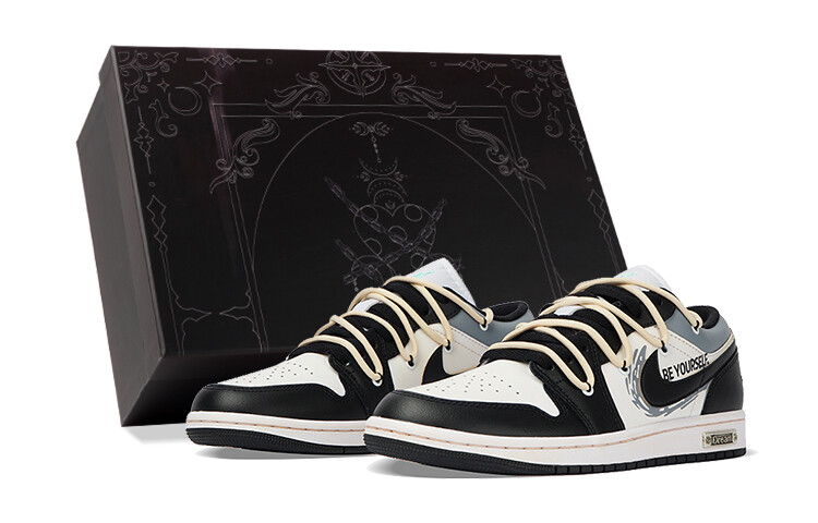 Кроссовки Air JORDAN 1 Vintage Basketball Shoes Men Low-Top Black White, черный/белый