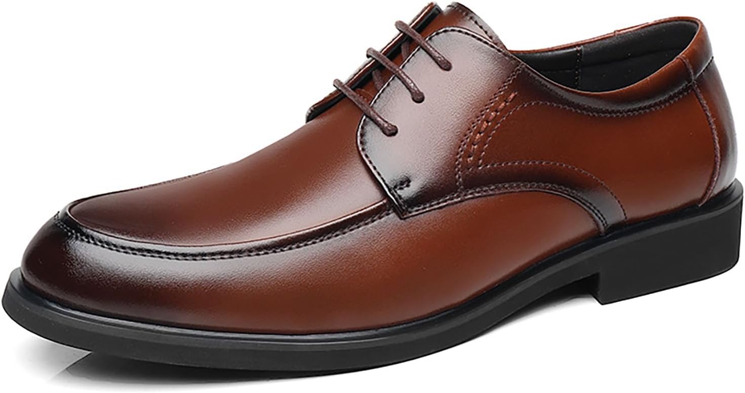 

Мужские кожаные оксфорды на шнуровке с классическим круглым носком, противоскользящей подошвой и устойчивым каблуком, деловые дерби, офисные, свадебные, для вечеринок и выпускных Nxnbhsl, коричневый