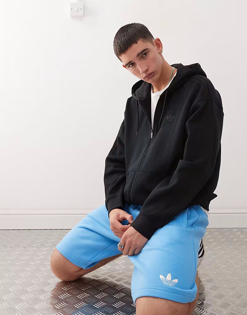 

Толстовка Adidas Originals oversize с молнией по всей длине черного цвета