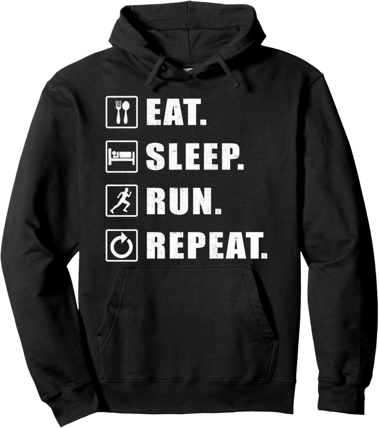 

Ешь три раза, планируй и повторяй - Худи для тренировок марафонца Eat. Sleep. Run. Repeat., черный