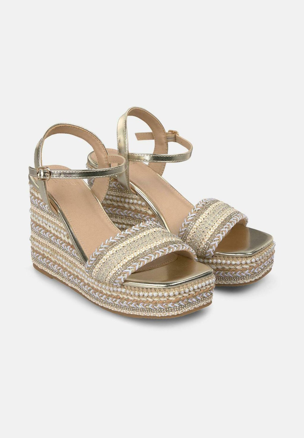 Босоножки на танкетке PUNTERA Y CIERRE CON HEBILLA - High heeled sandals Alma Blue, золотой — фото 2