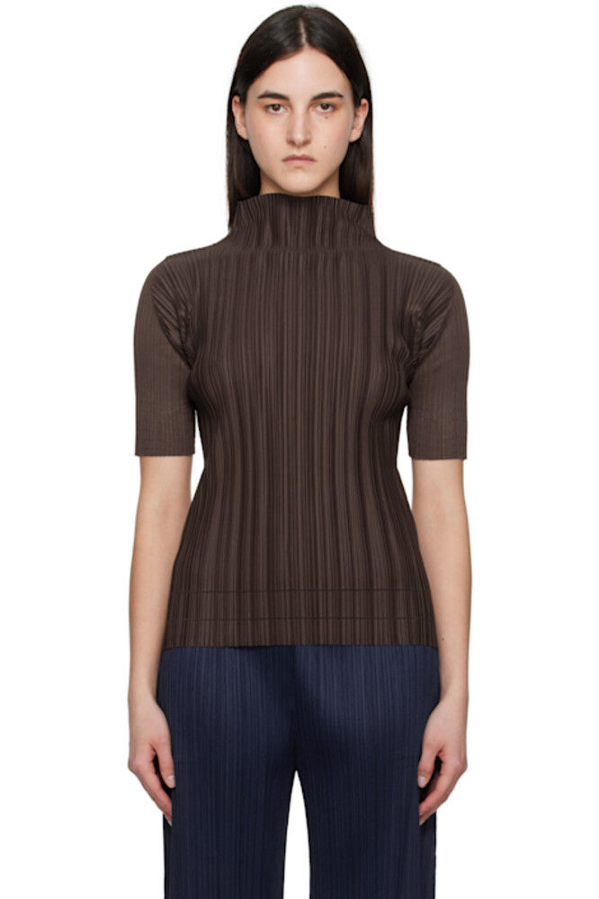 

Коричневый мягкий плиссированный воротник-водолазка PLEATS PLEASE ISSEY MIYAKE