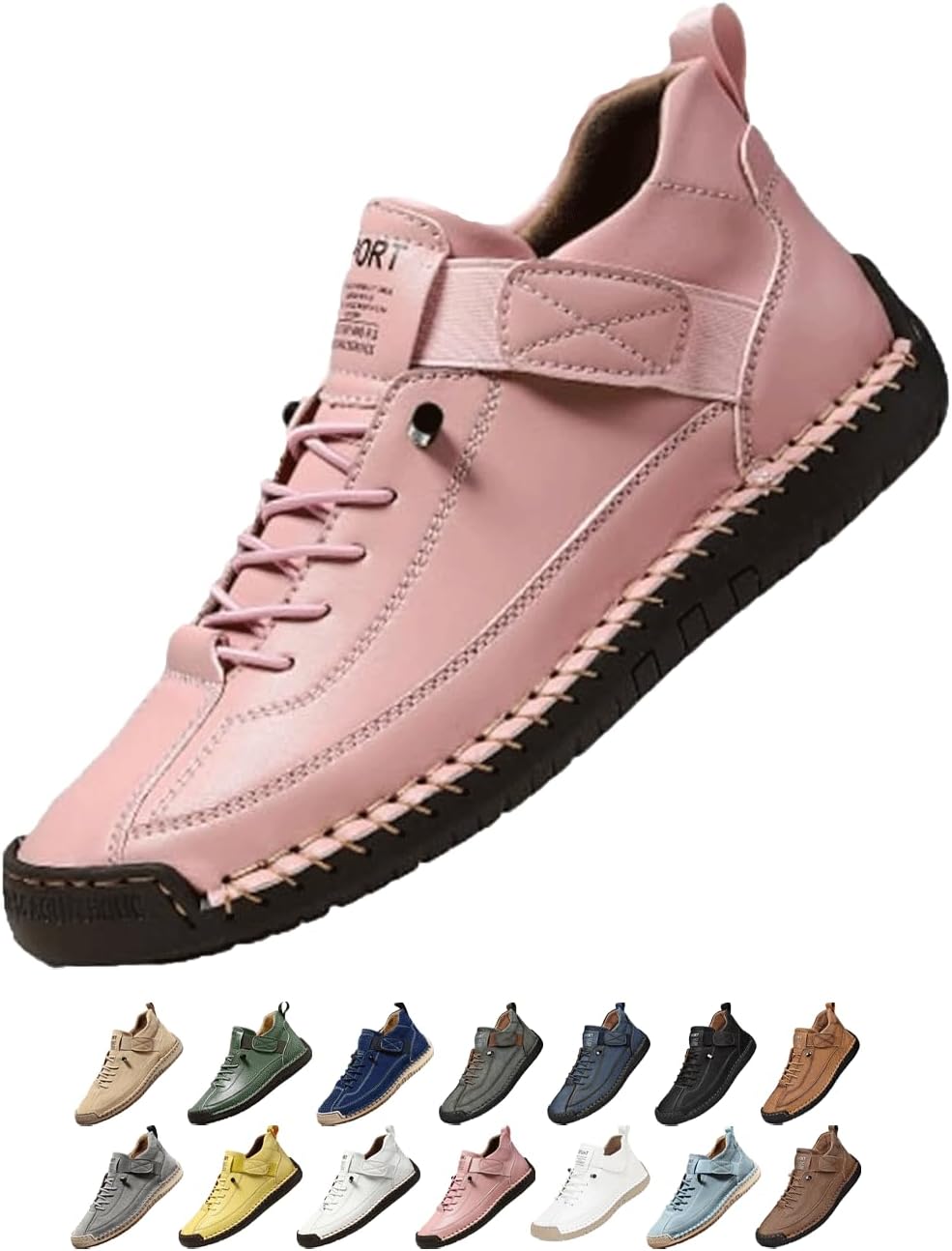 

Удобные ортопедические кроссовки, регулируемые кожаные кроссовки, легкие повседневные лоферы с противоскользящей подошвой Generic, розовый